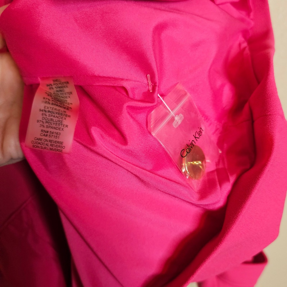NWT Calvin Klein Womens Pink Button Front Crepe Swing Jacket Gold Buttons 14P - Picture 8 of 11